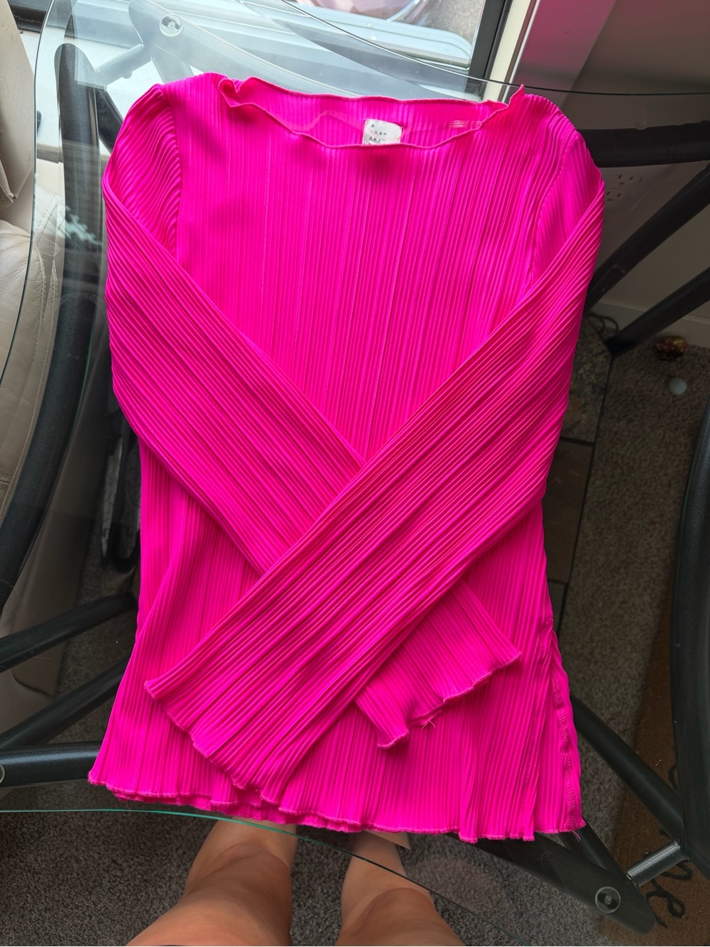 a new day Hot Pink Pleated Top SIZE M
